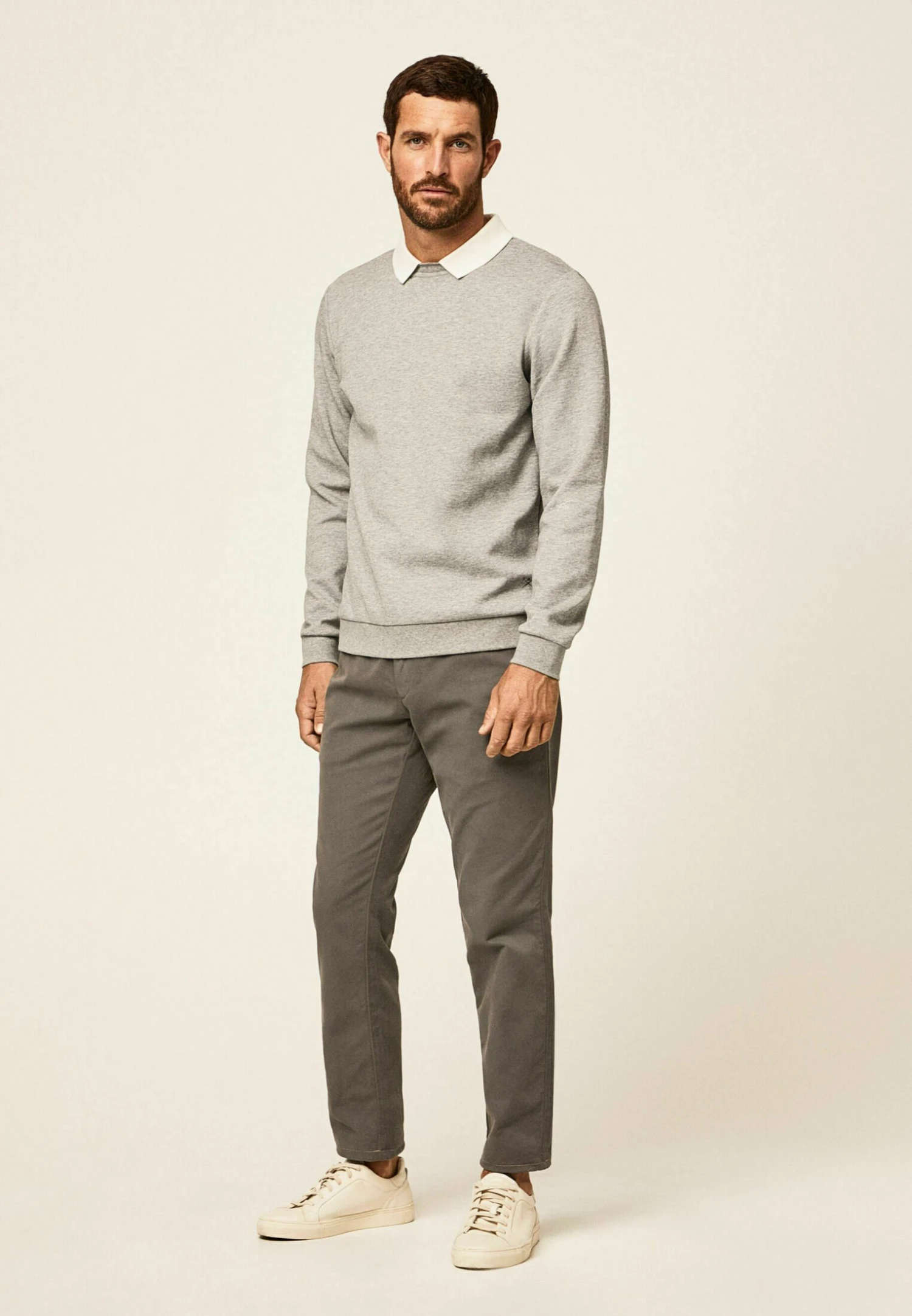 Hackett London Collared Crew - Sudadera - Light Grey Marl - Imagen 2