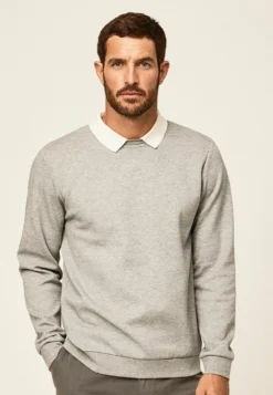 Hackett London Collared Crew - Sudadera - Light Grey Marl